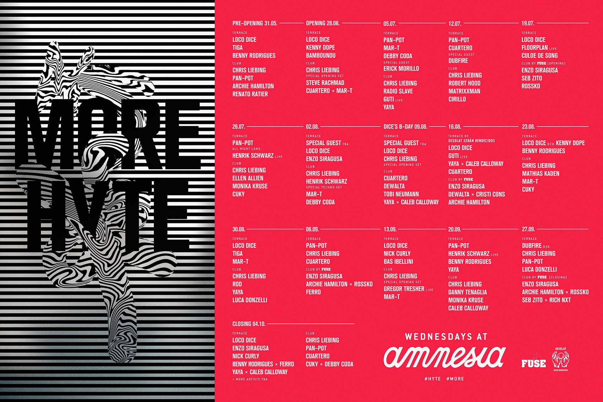 HYTE Full Ibiza Lineup Amnesia