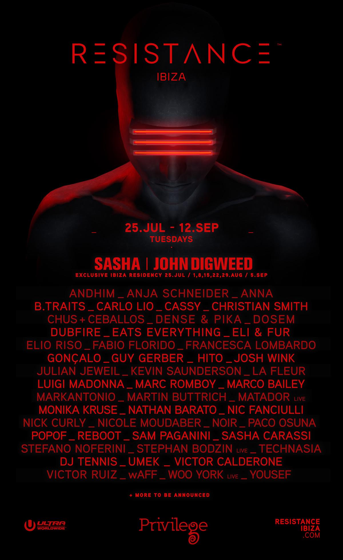 Resistance Privilege Ibiza 2017 Residency Lineup Tickets
